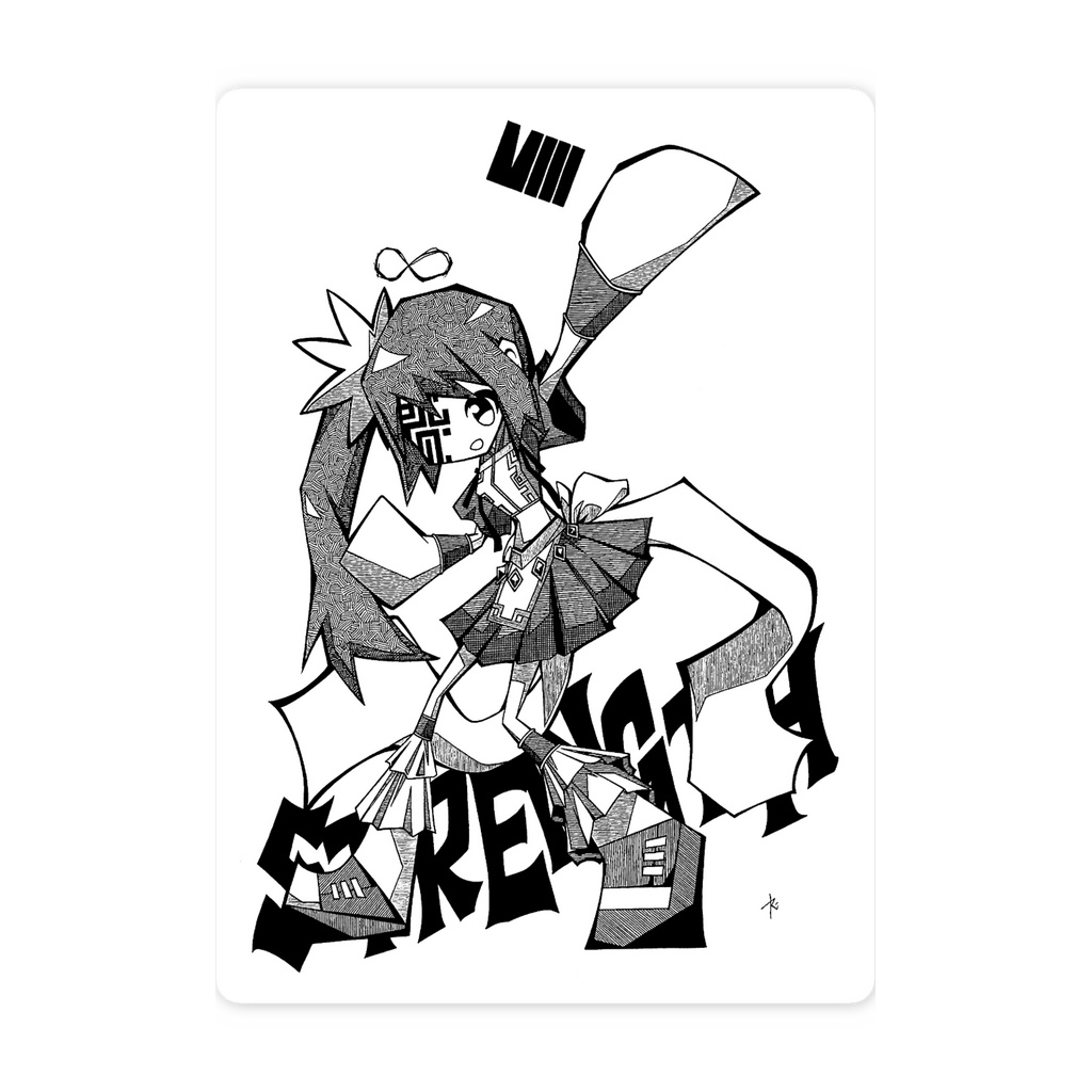 同人手書きアナログイラスト マギアレコード 由比鶴乃 スマホステッカー