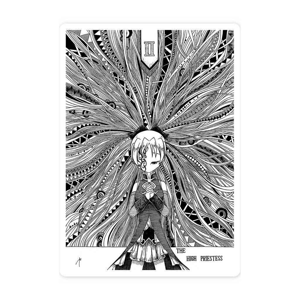 同人手書きアナログイラスト まどマギ 佐倉杏子 スマホステッカー