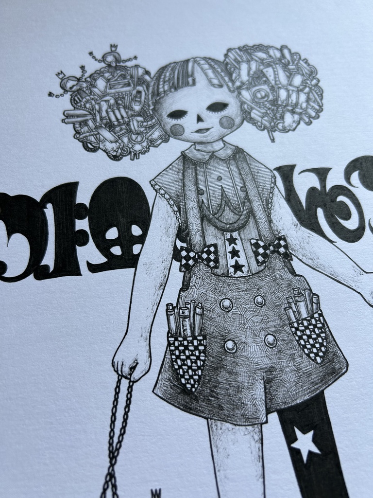 同人手書きアナログイラスト まどマギ 落書きの魔女 A4原画
