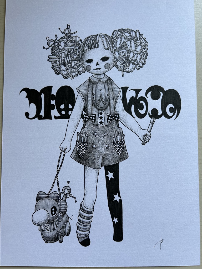 同人手書きアナログイラスト まどマギ 落書きの魔女 A4原画