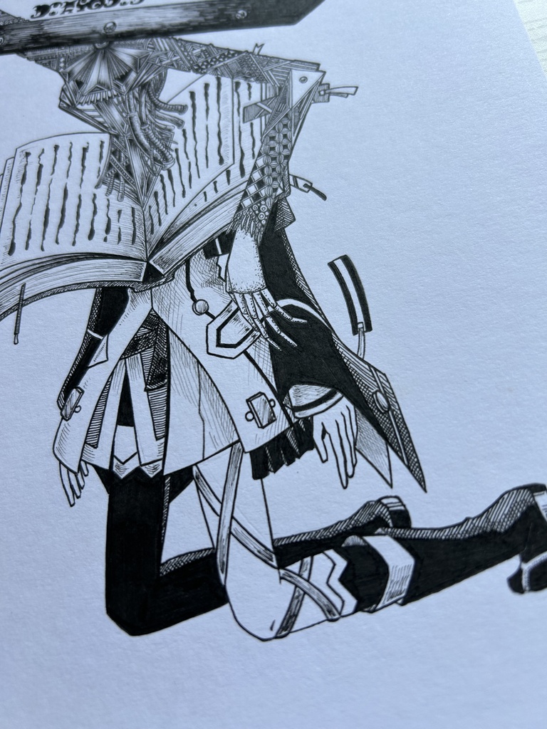 同人手書きアナログイラスト マギアレコード 裁断のドッペル A4原画