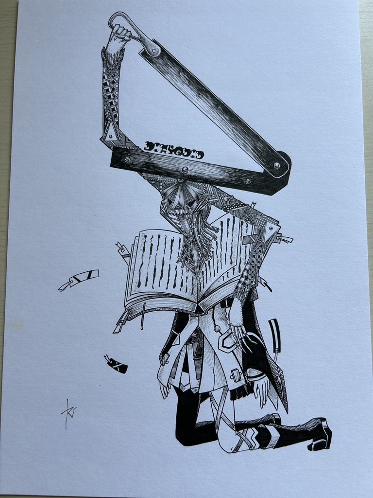 同人手書きアナログイラスト マギアレコード 裁断のドッペル A4原画