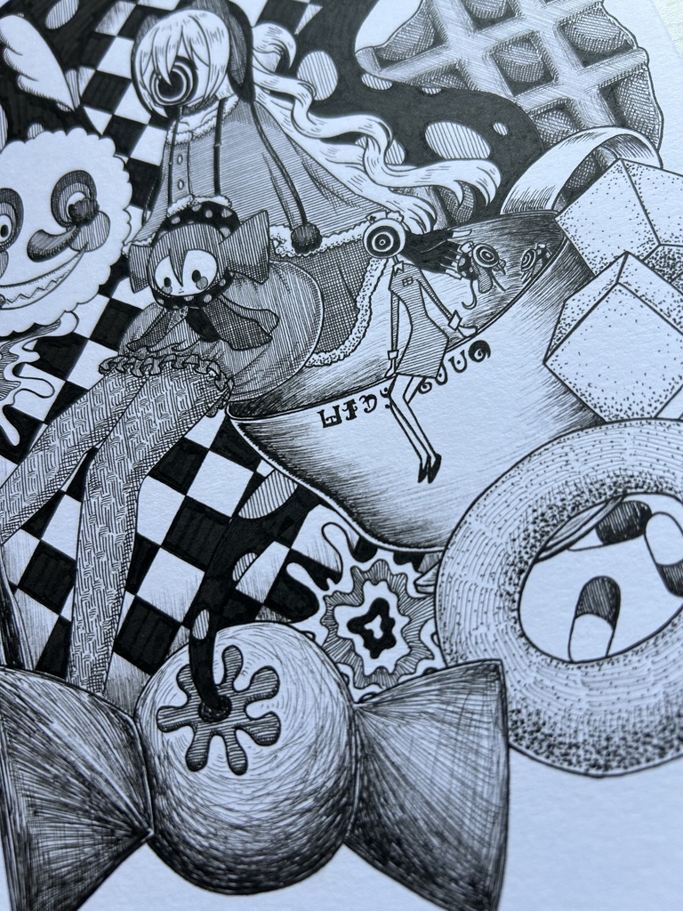 同人手書きアナログイラスト まどマギ 百江なぎさ お菓子の魔女 A4原画
