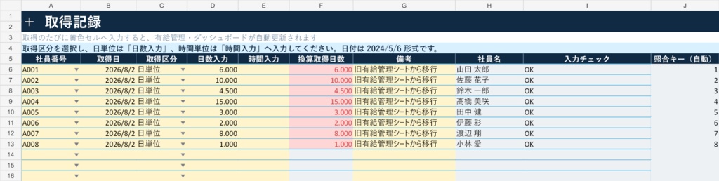 給与担当が本気で作った「有給管理シート Pro」