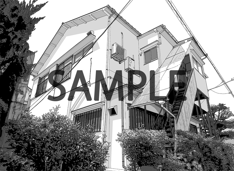 アパート 023（漫画背景＋カラーイラスト）