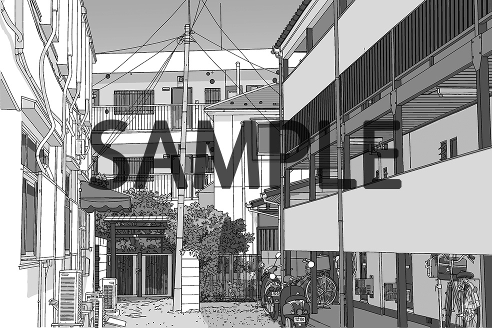 アパート 022（漫画背景＋カラーイラスト