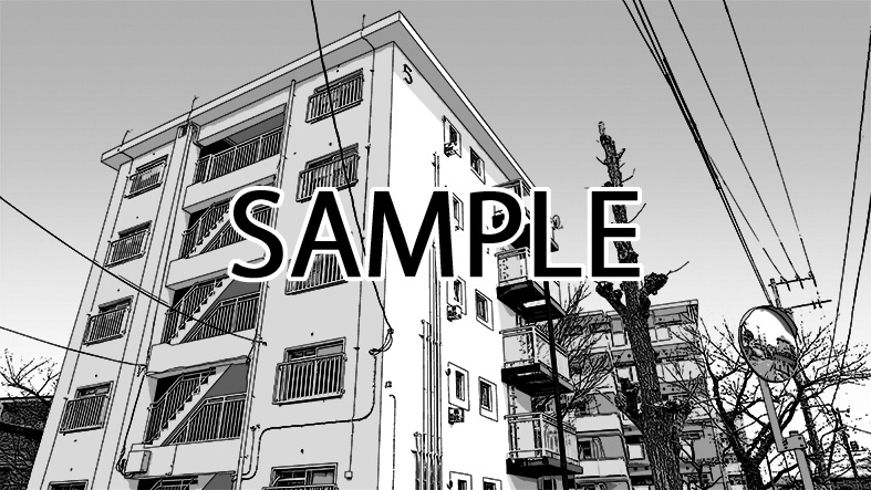 アパート 002（漫画背景＋カラーイラスト）