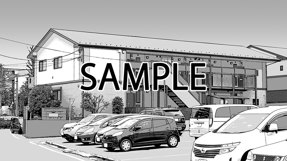 アパート 004（漫画背景＋カラーイラスト）