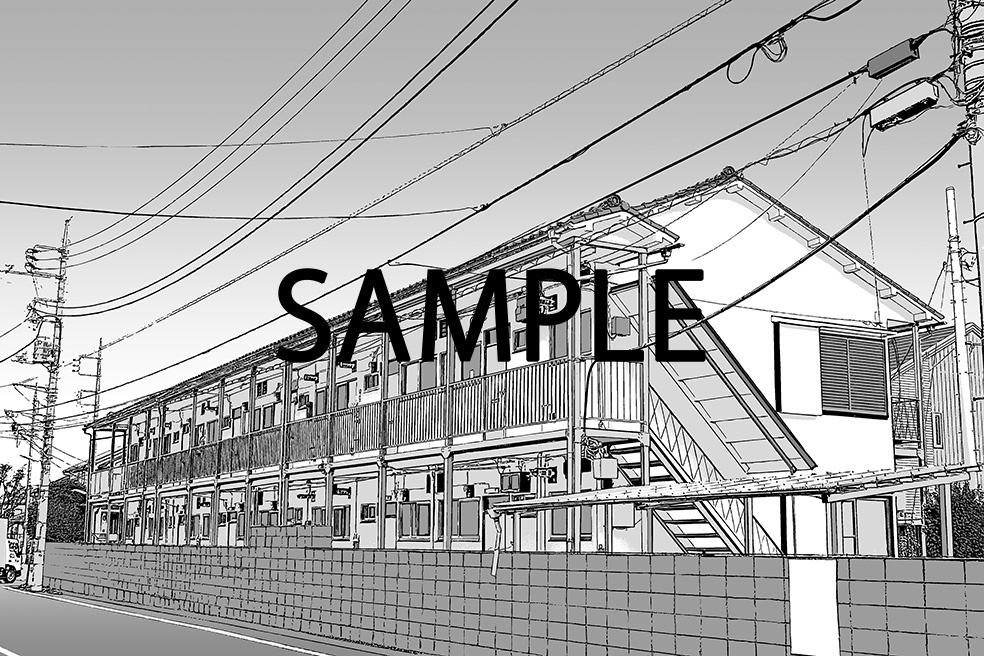 アパート 005（漫画背景＋カラーイラスト）