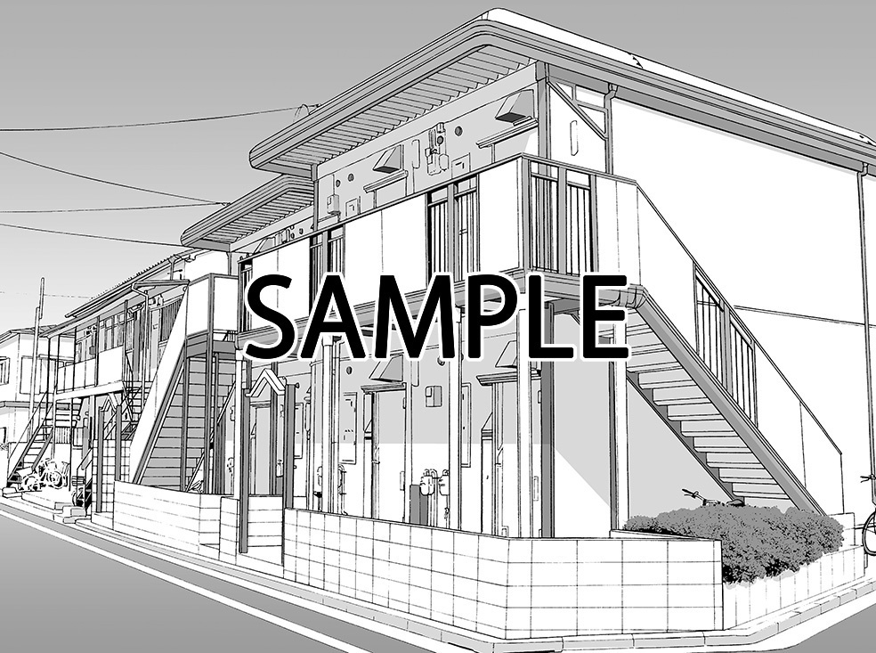 アパート 007（漫画背景＋カラーイラスト）