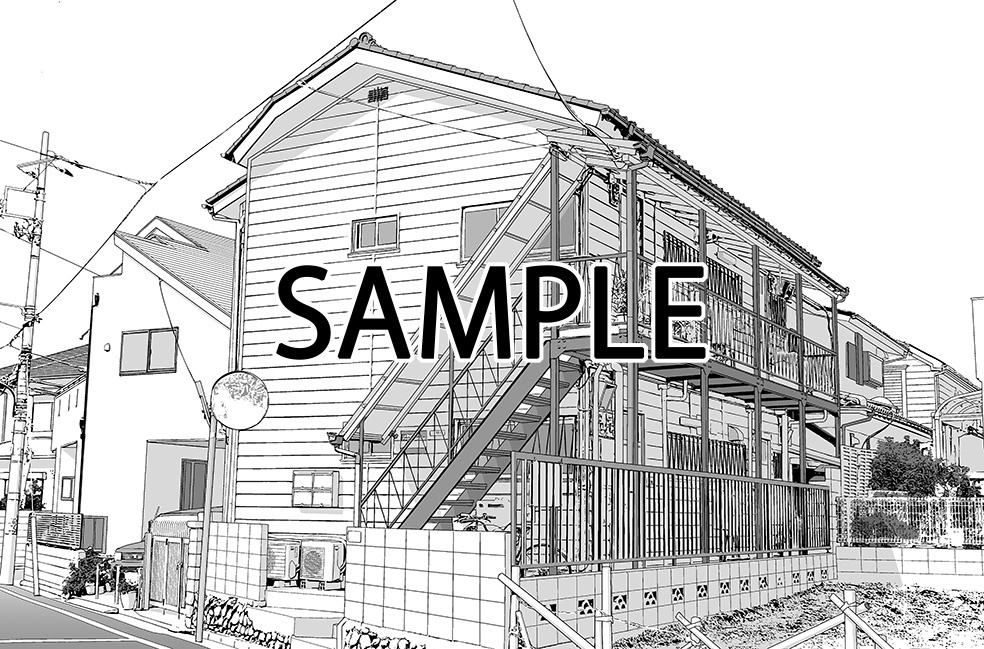 アパート 008（漫画背景＋カラーイラスト）