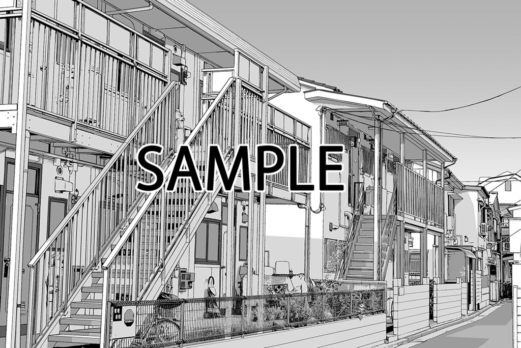 アパート 009（漫画背景＋カラーイラスト）