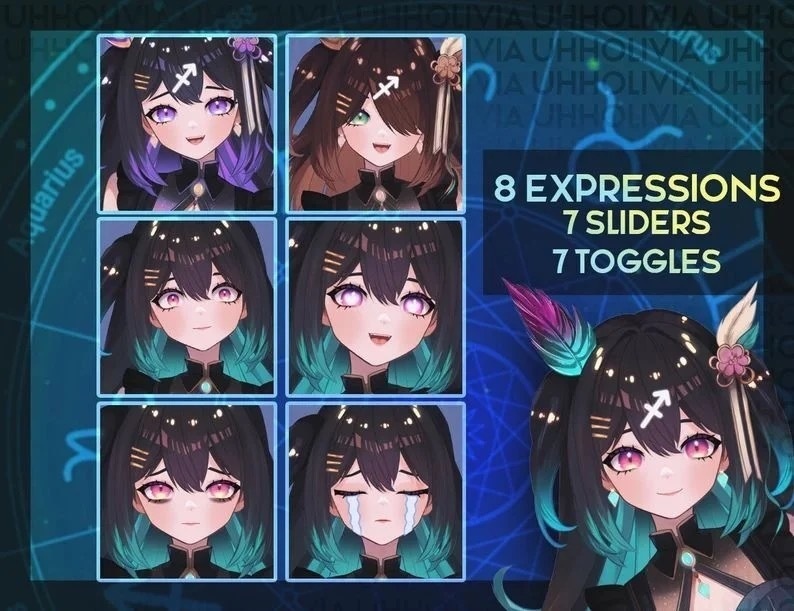 Live2d Vtuber Model for Commercial use! Sagittarius the Zodiac Vtuber (Ready to Use) - Half Body Vtuber Model 【live2dモデル】