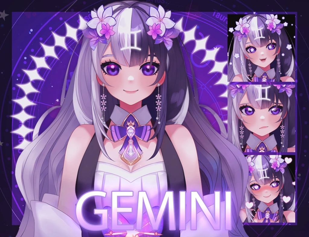 Live2d Vtuber Model for Commercial use! Gemini the Zodiac Vtuber (Ready to Use) - Half Body Vtuber Model 【live2d モデル】