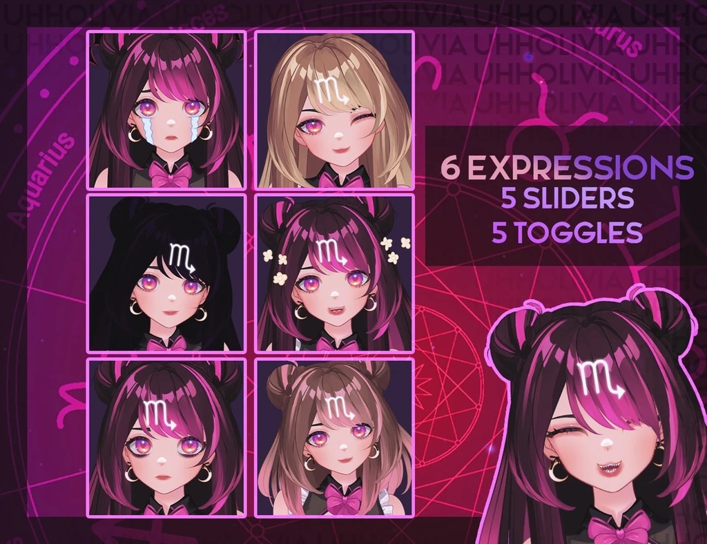 Live2d Vtuber Model for Commercial use! Scorpio the Zodiac Vtuber (Ready to Use) - Half Body Vtuber Model【live2d モデル】