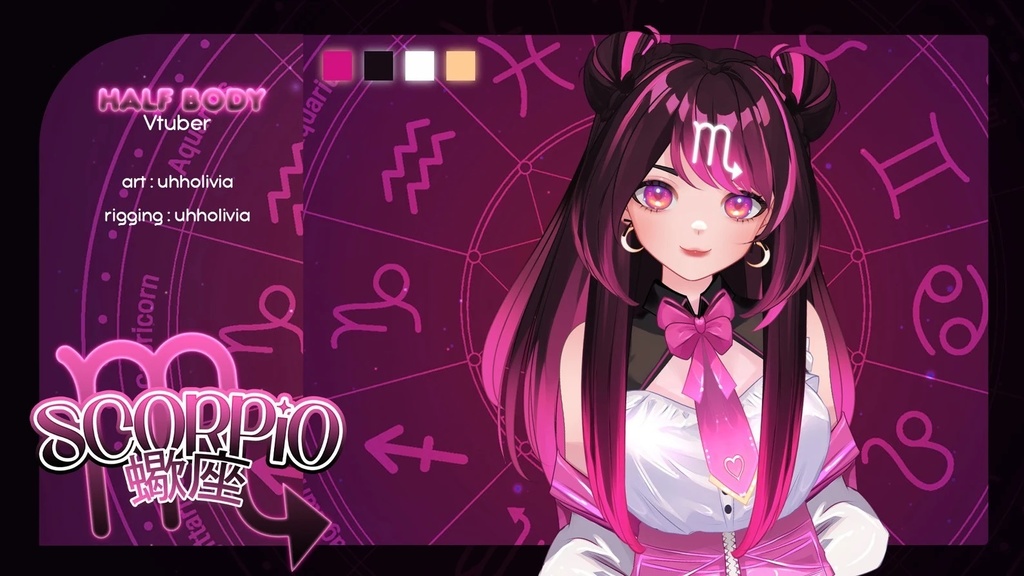 Live2d Vtuber Model for Commercial use! Scorpio the Zodiac Vtuber (Ready to Use) - Half Body Vtuber Model【live2d モデル】
