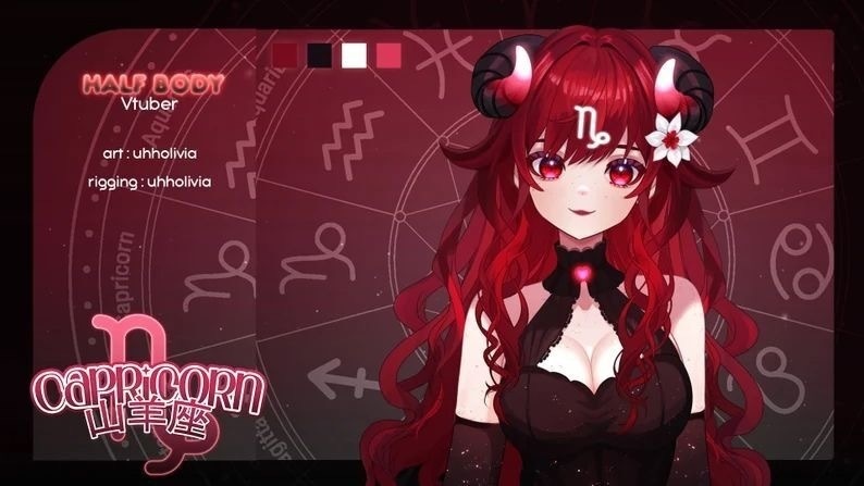 Live2d Vtuber Model for Commercial use! Capricorn the Zodiac Vtuber (Ready to Use) - Half Body Vtuber Model 【live2d モデル】