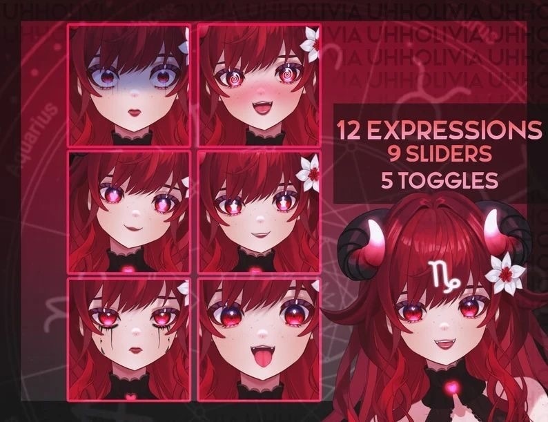 Live2d Vtuber Model for Commercial use! Capricorn the Zodiac Vtuber (Ready to Use) - Half Body Vtuber Model 【live2d モデル】