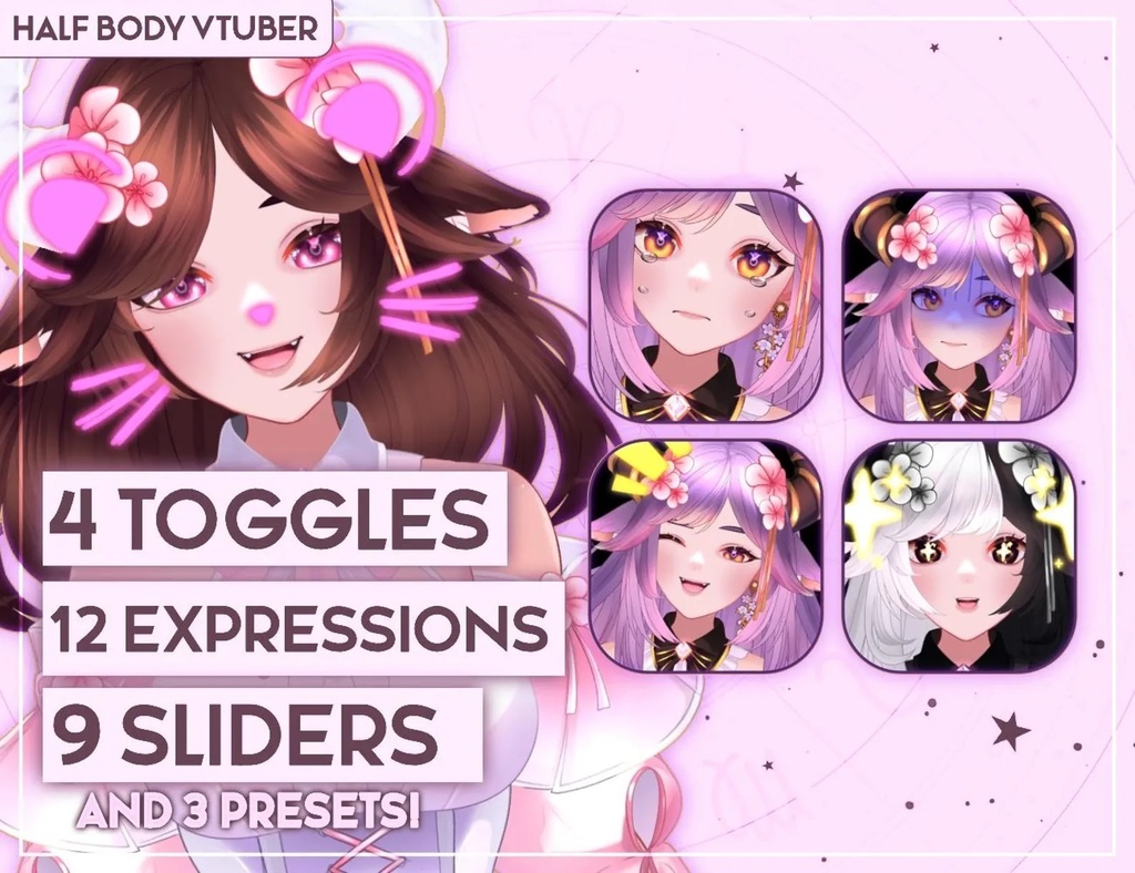 Customizable Live2d Vtuber Model! Taurus the Zodiac Vtuber - |Half Body| Vtuber Model -