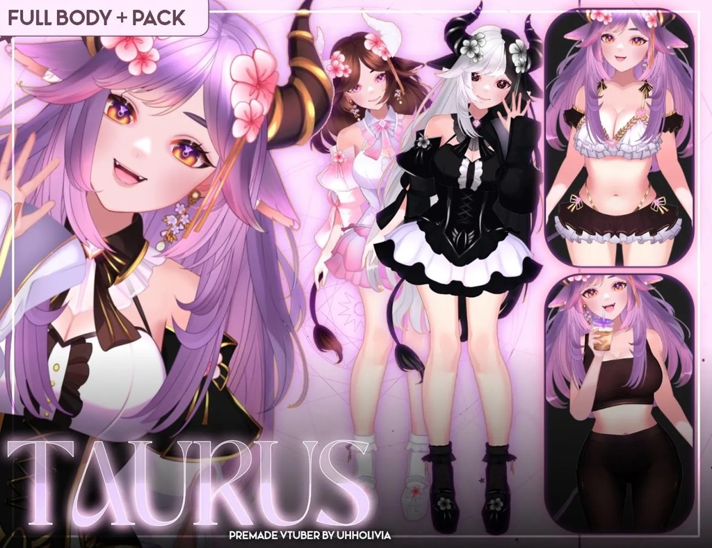 Customizable Live2d Vtuber Model! Taurus the Zodiac Vtuber - |Half Body| Vtuber Model -