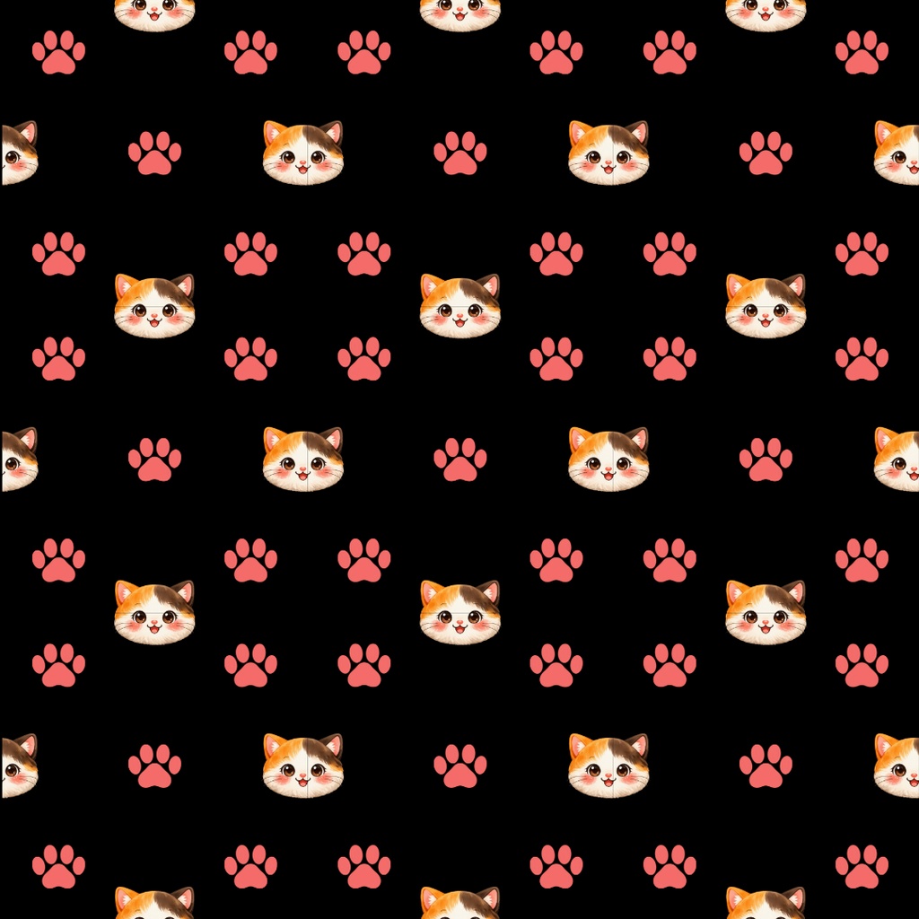 【デジタルペーパー単品】猫　|　手帳デコ・コラージュ素材・背景用