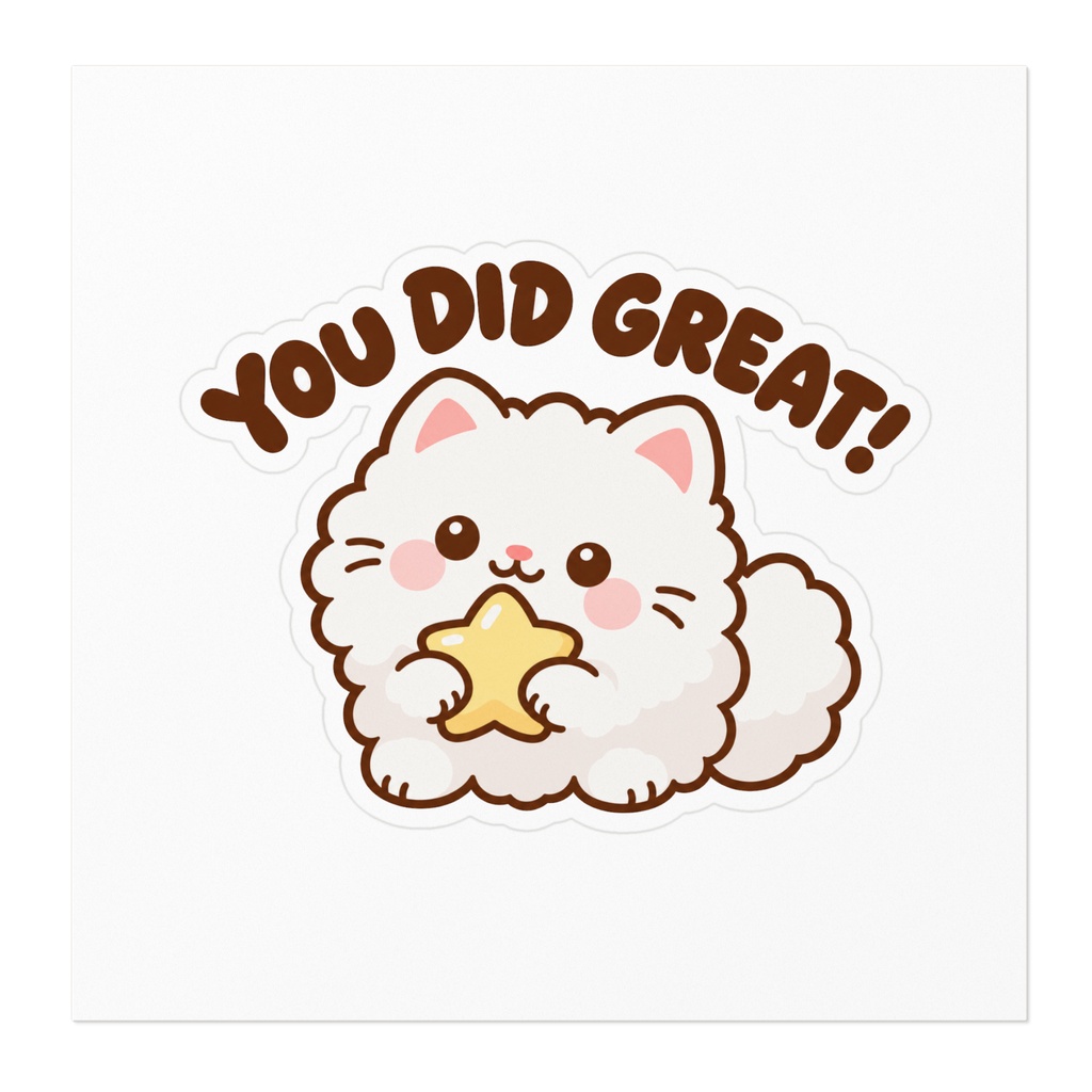 You Did Great! Fluffy Cat Sticker