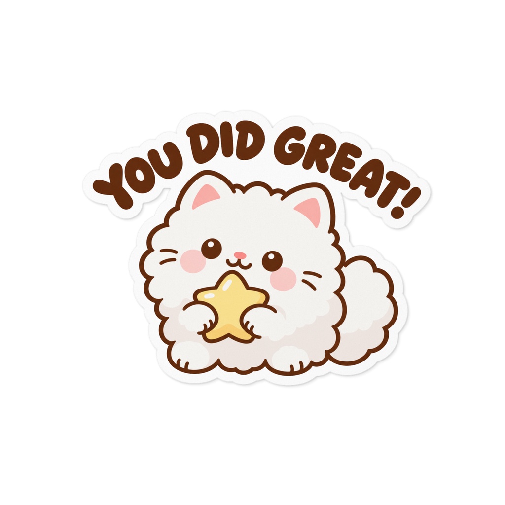 You Did Great! Fluffy Cat Sticker