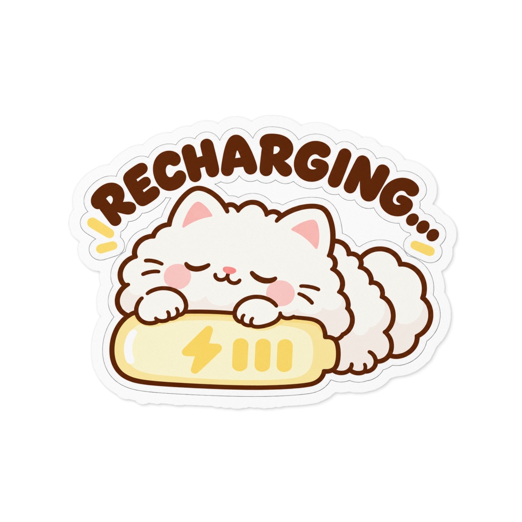Recharging... Sleepy Cat Sticker