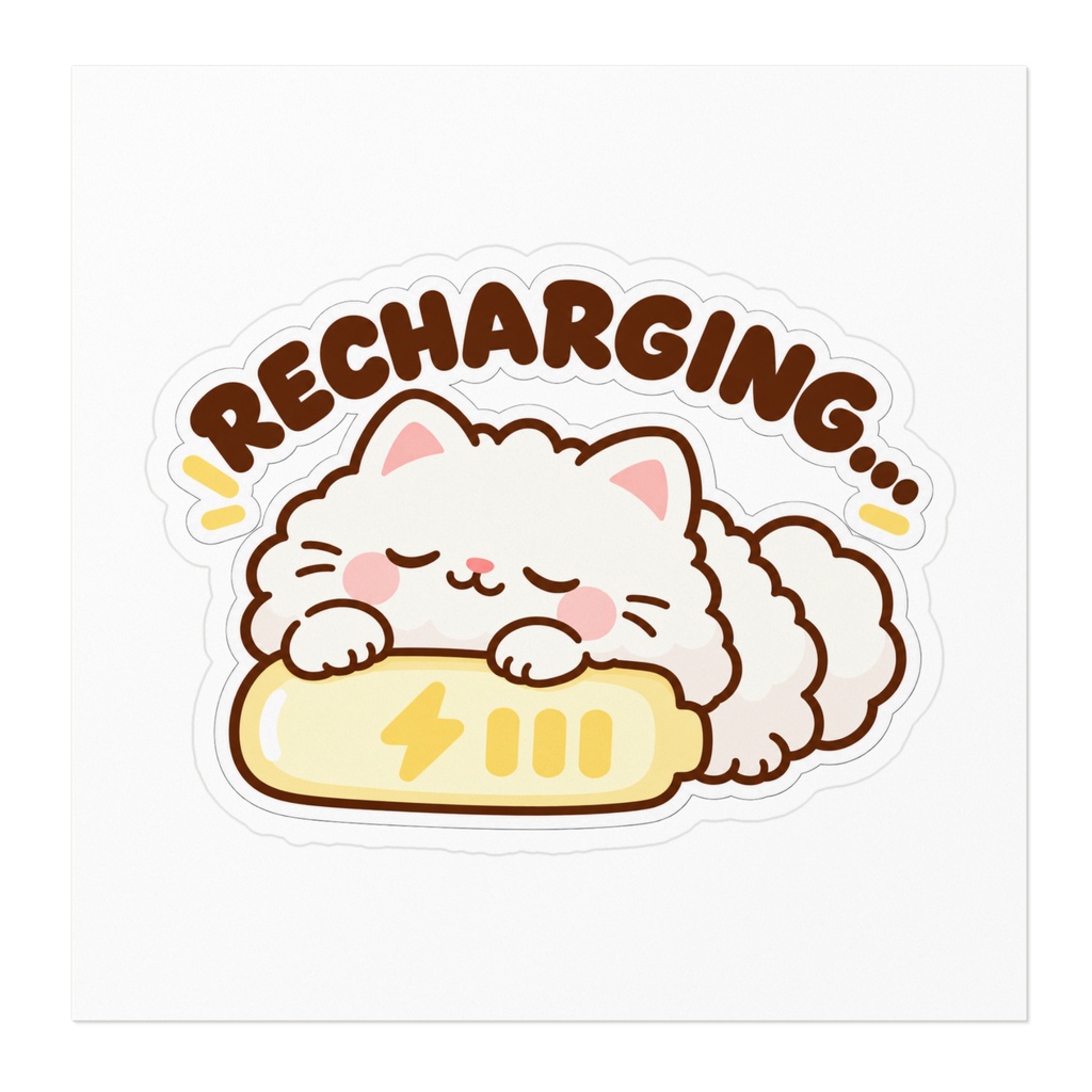 Recharging... Sleepy Cat Sticker