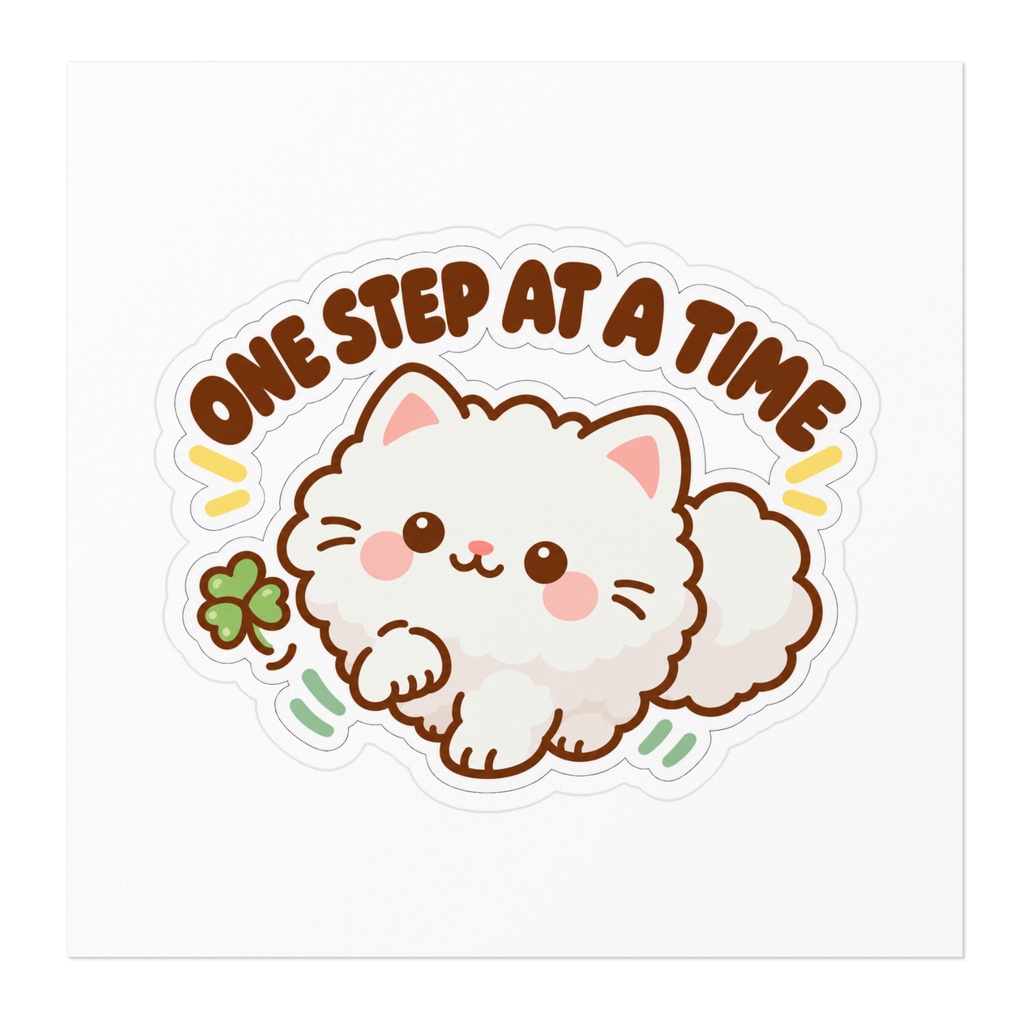 One Step at a Time Lucky Cat Sticker