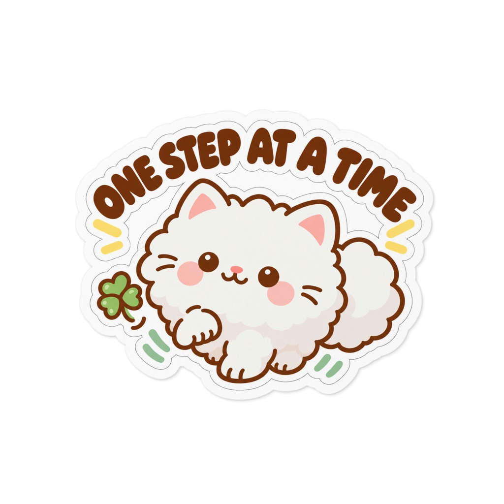 One Step at a Time Lucky Cat Sticker