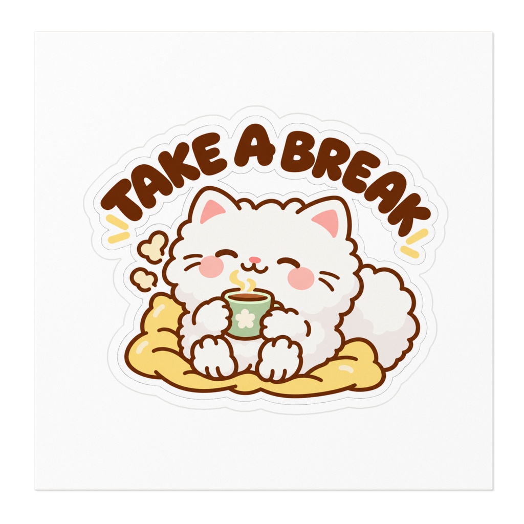 Take a Break Cozy Cat Sticker