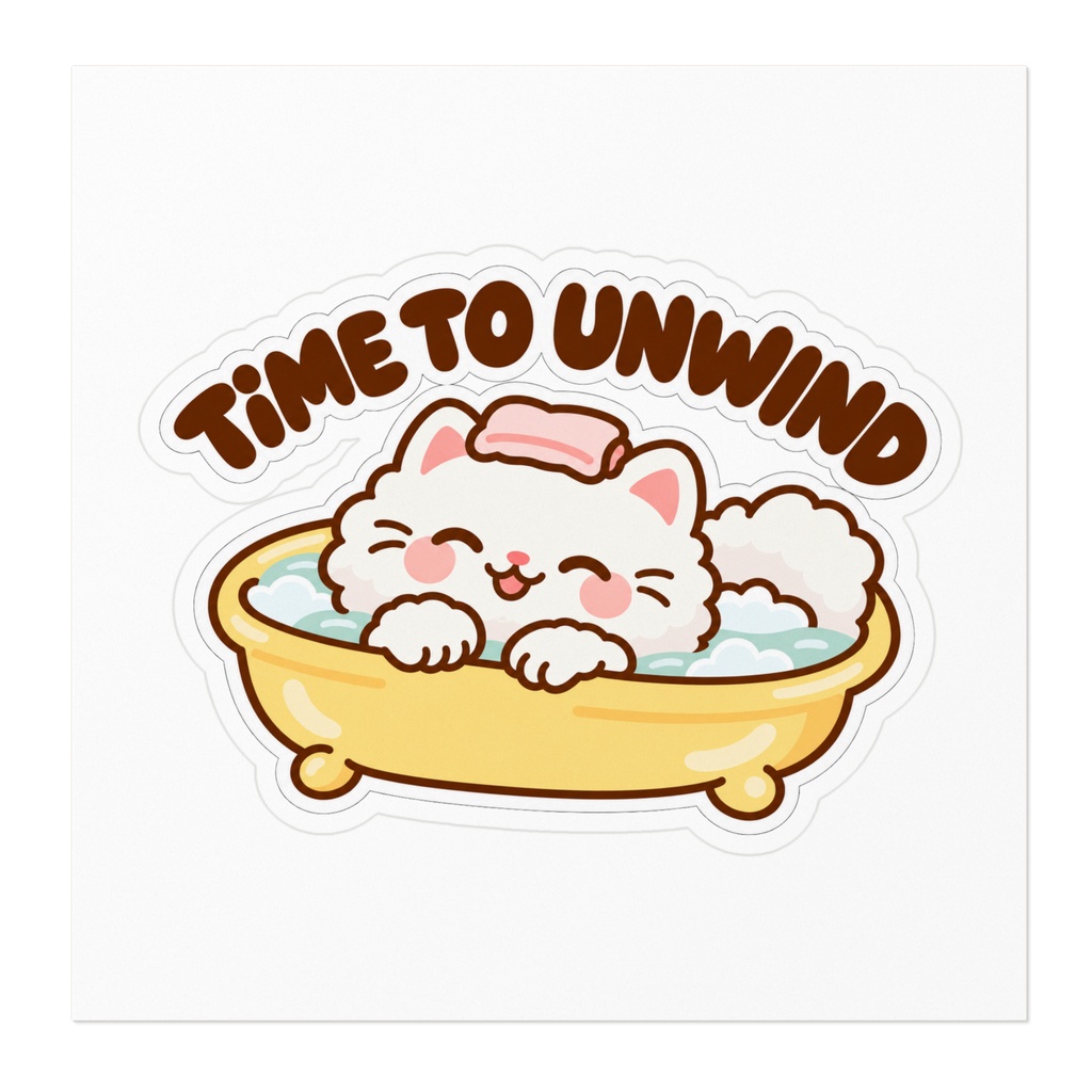 Time to Unwind Bath Cat Sticker