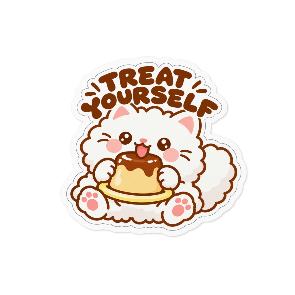 Treat Yourself Dessert Cat Sticker