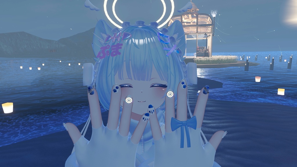 🩵PMMA🩵ぷまちゃんモチーフネイル #arupaka_VRC #PMMA3D