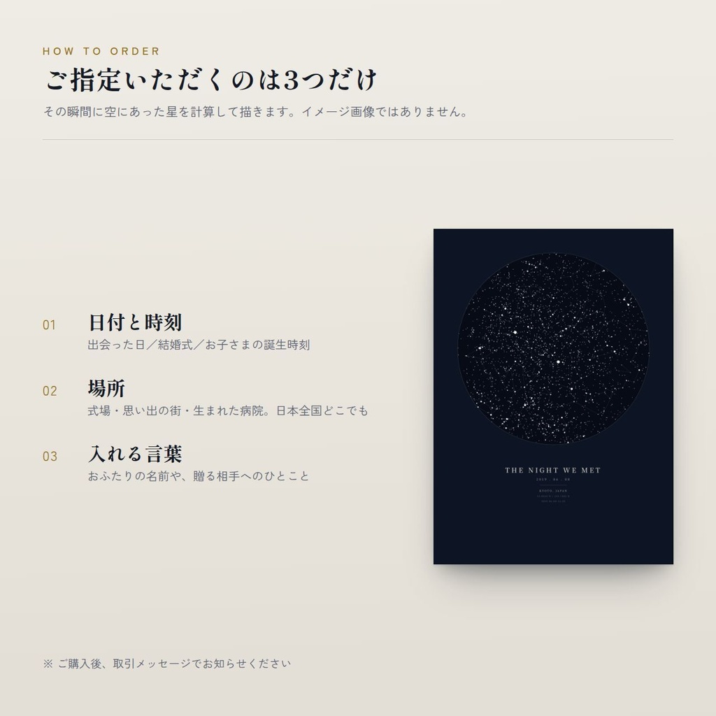 【最短即日納品】あの日の星空を再現するスターマップ 印刷用データ|3スタイル全部入り・追加課金なし