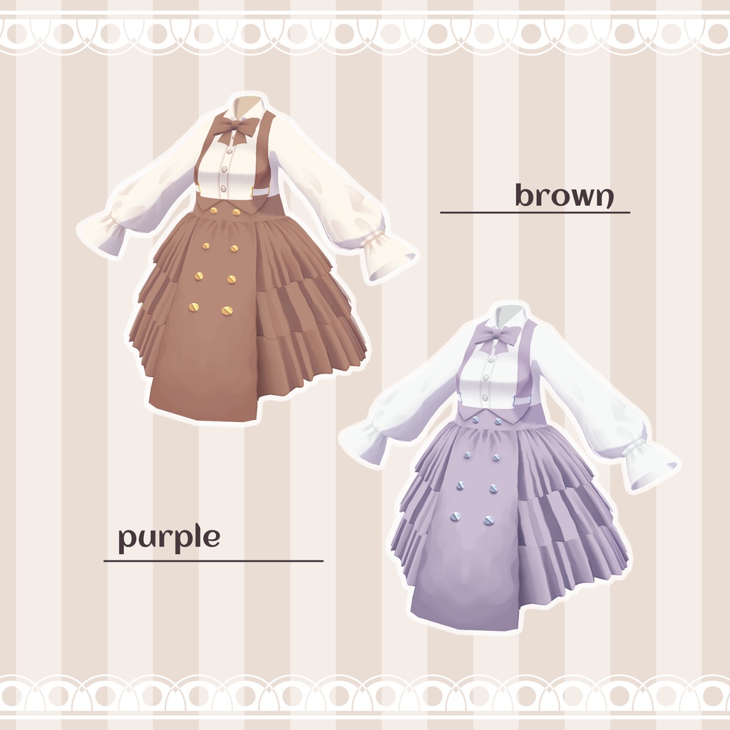 【VRoid】ふんわり吊りスカート&ブラウス【衣装】