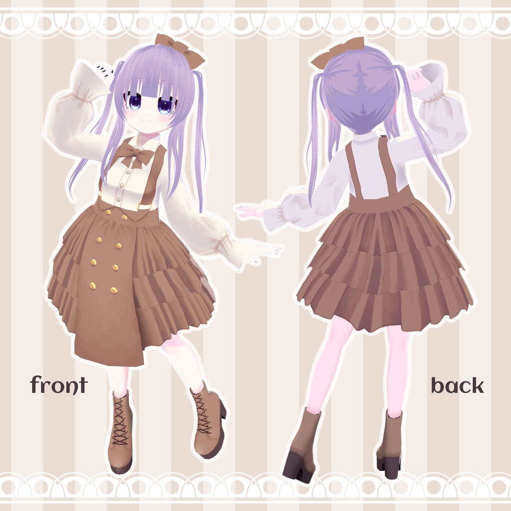 【VRoid】ふんわり吊りスカート&ブラウス【衣装】