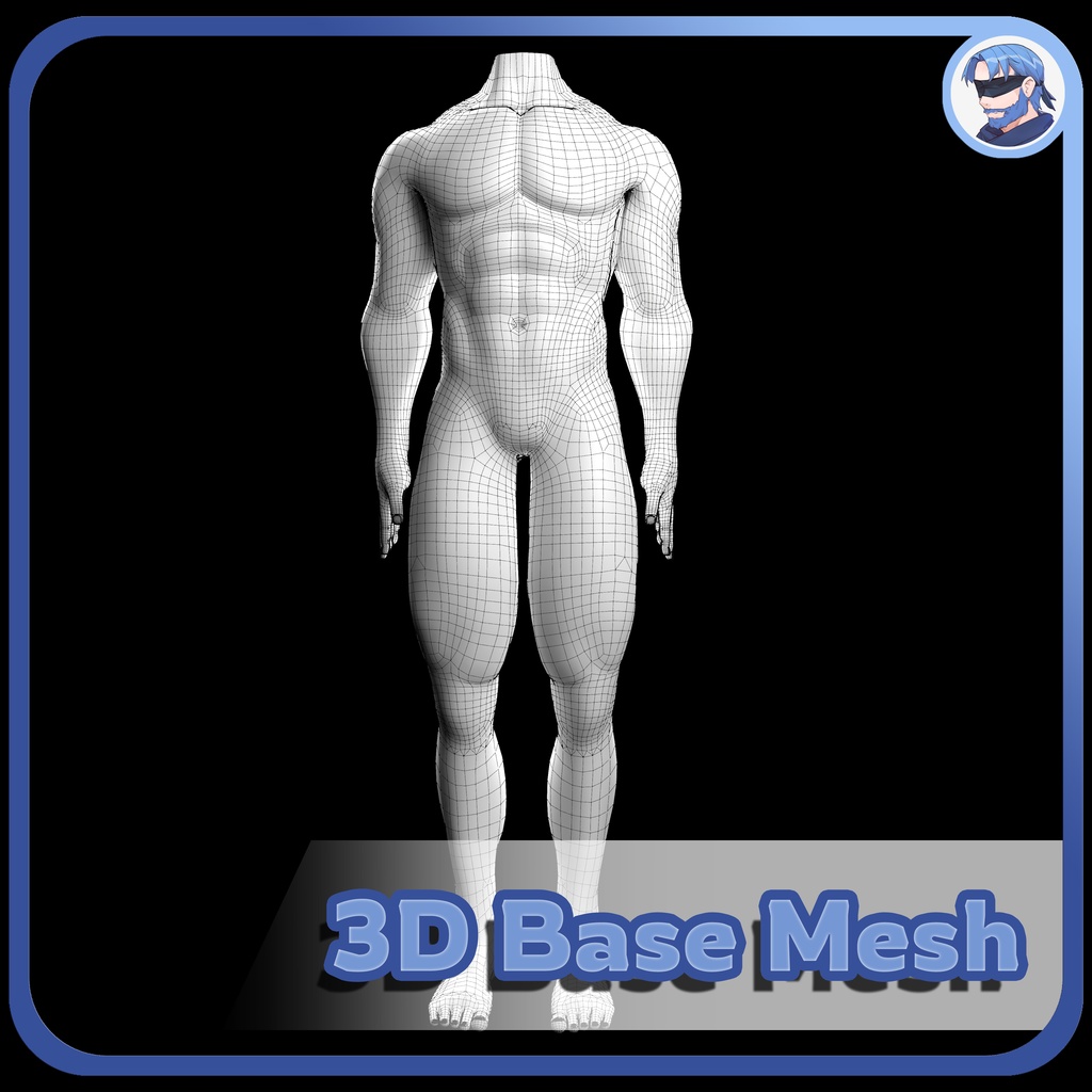 3D Muscular Male Anime Base Mesh | Mr Zingy