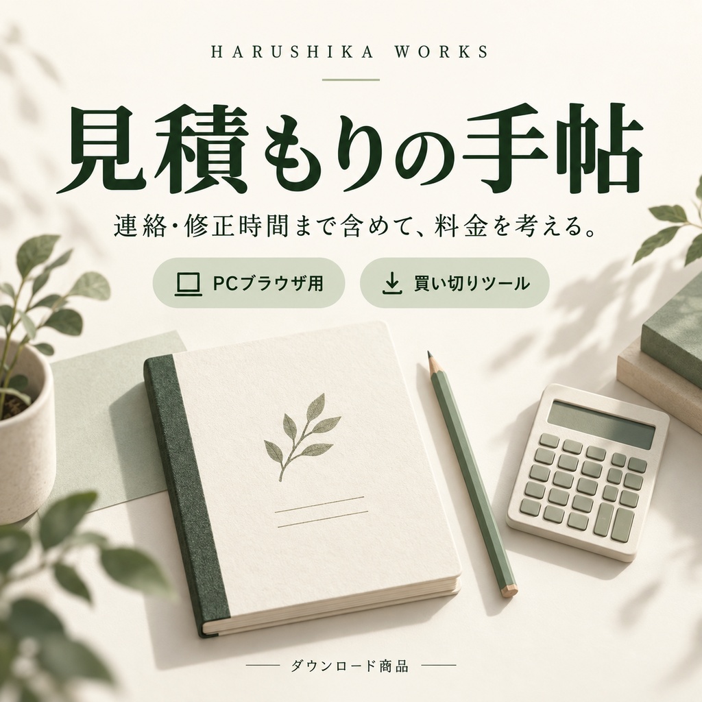 見積もりの手帖｜連絡・修正時間も含める価格計算ツール【PC用】