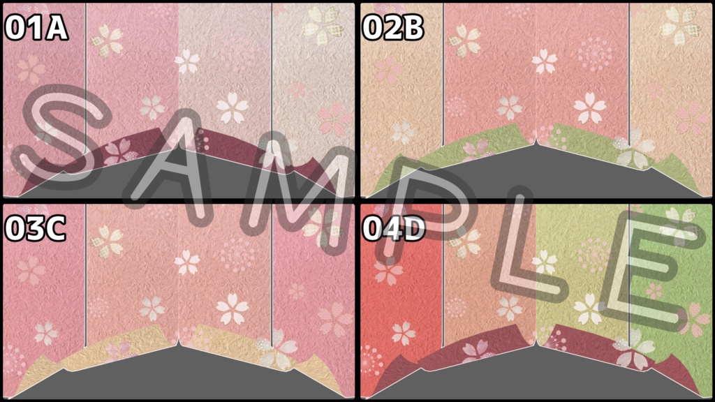 【全4パターン】シーントランジション用動画素材「桜のれん」【商用利用可/OBS用】