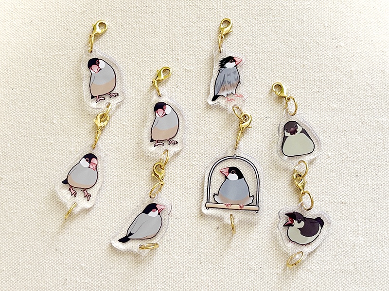 桜文鳥さん つながるアクリルチャーム
