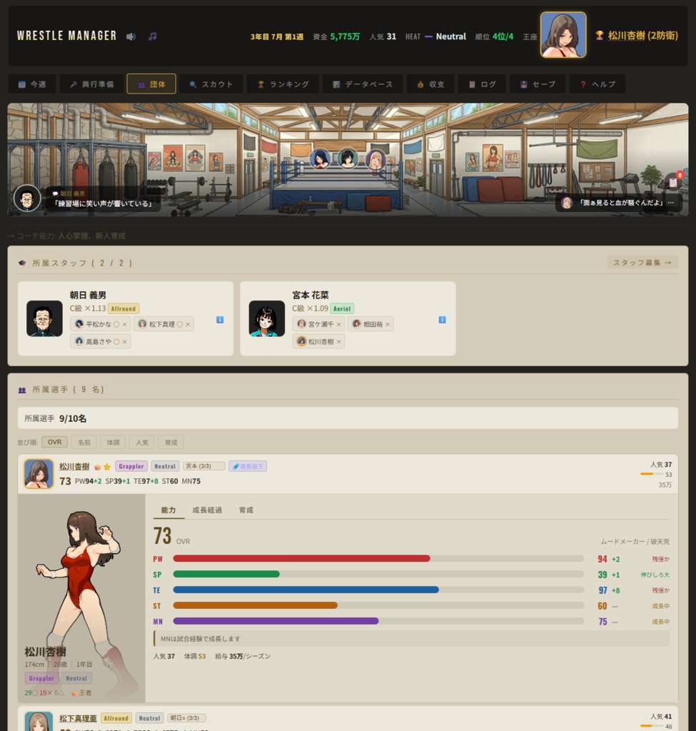 レッスルマネージャー【女子プロレス経営シム】