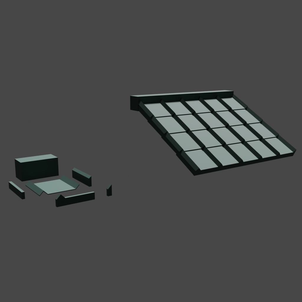 【3Dモデル】並べるのが簡単なFRP・金属製のモダンなフラット瓦(配置サンプル付)