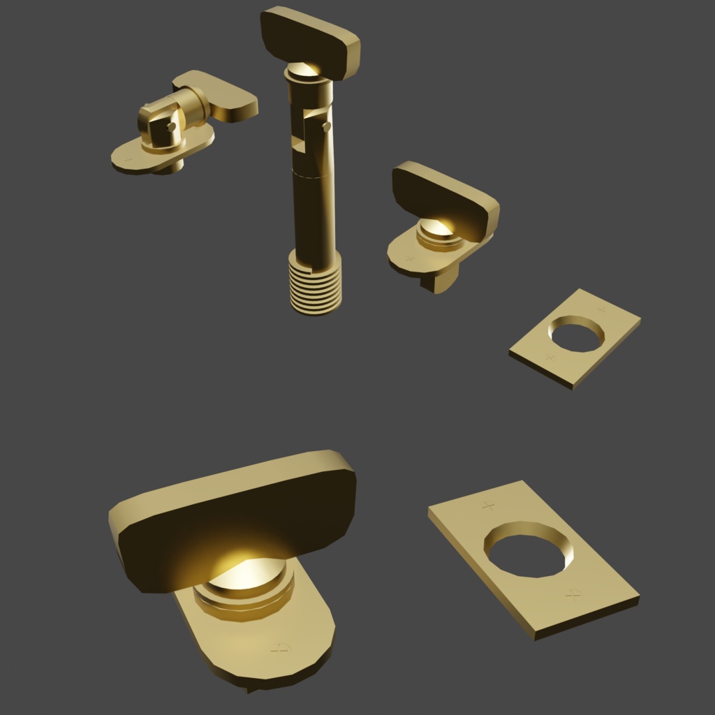 【3D素材】中折式ネジ締り錠/Folding_screw-in_window_lock(blend形式)漫画背景用想定