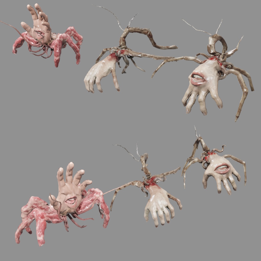 【3D素材】ありふれた感じの手の怪物(単品/セット・漫画背景用を想定・Blender) / Hand Monster 3D Model (Single/Set)