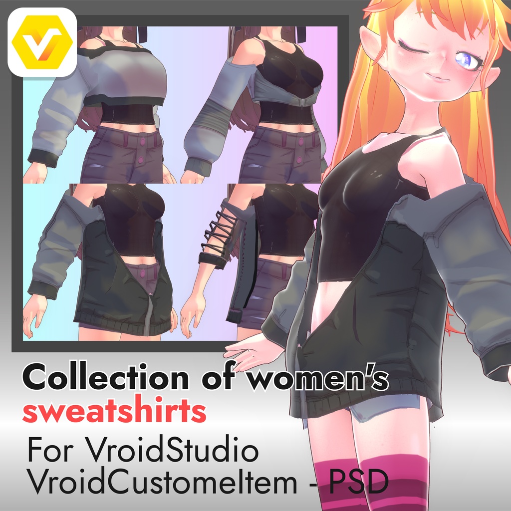 Collection of women's sweatshirts for VroidStudio - VroidCustomeItem