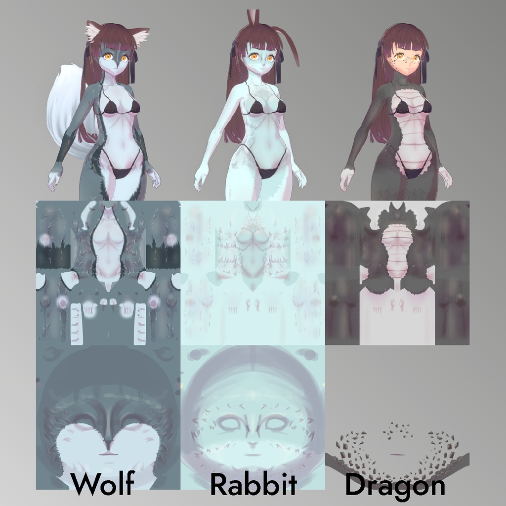 Body Textures Collection for Furrys VroidStudio Characters (Face and Body)