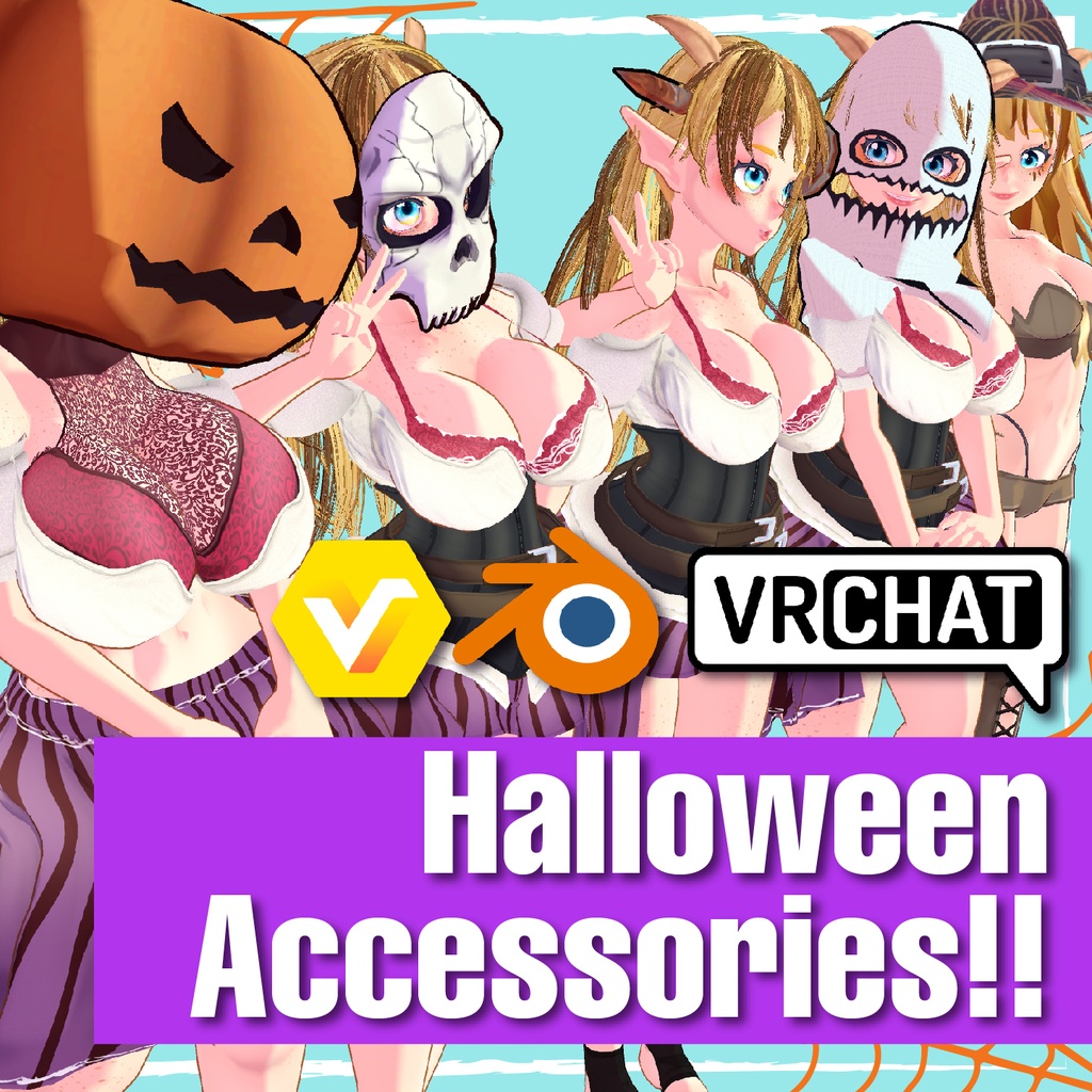 Halloween Accessories!! For VRchat - VroidStudio - Blender
