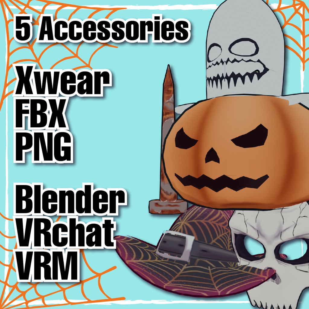 Halloween Accessories!! For VRchat - VroidStudio - Blender